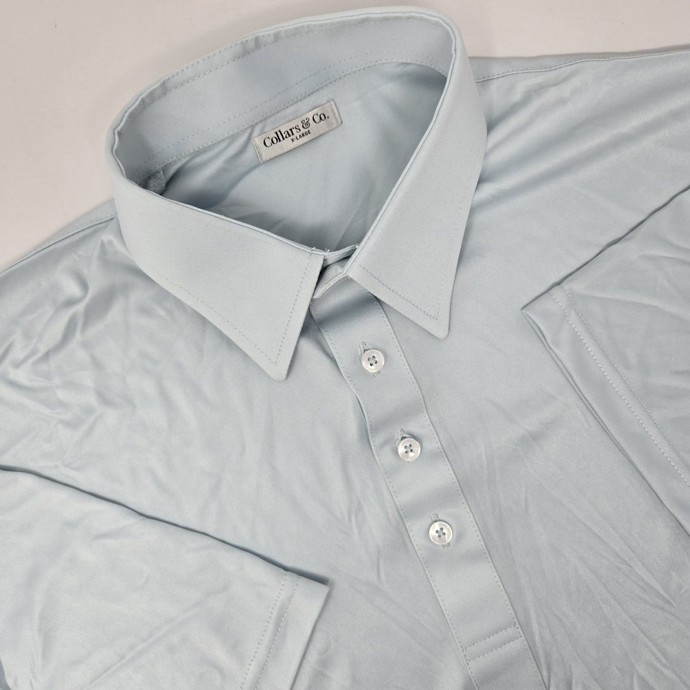 Collars And Co Shirt Mens XL Short Sleeve Dress‎ Collar Golf Performance Blue